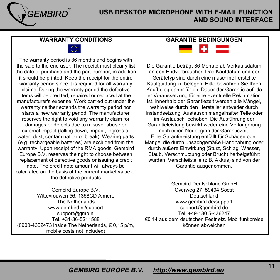 Gembird EMIC-S User Manual | Page 11 / 13