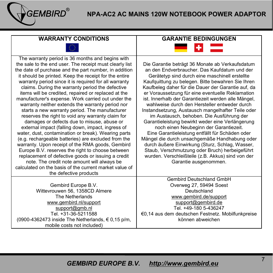 Gembird EPA-AC2 User Manual | Page 7 / 9