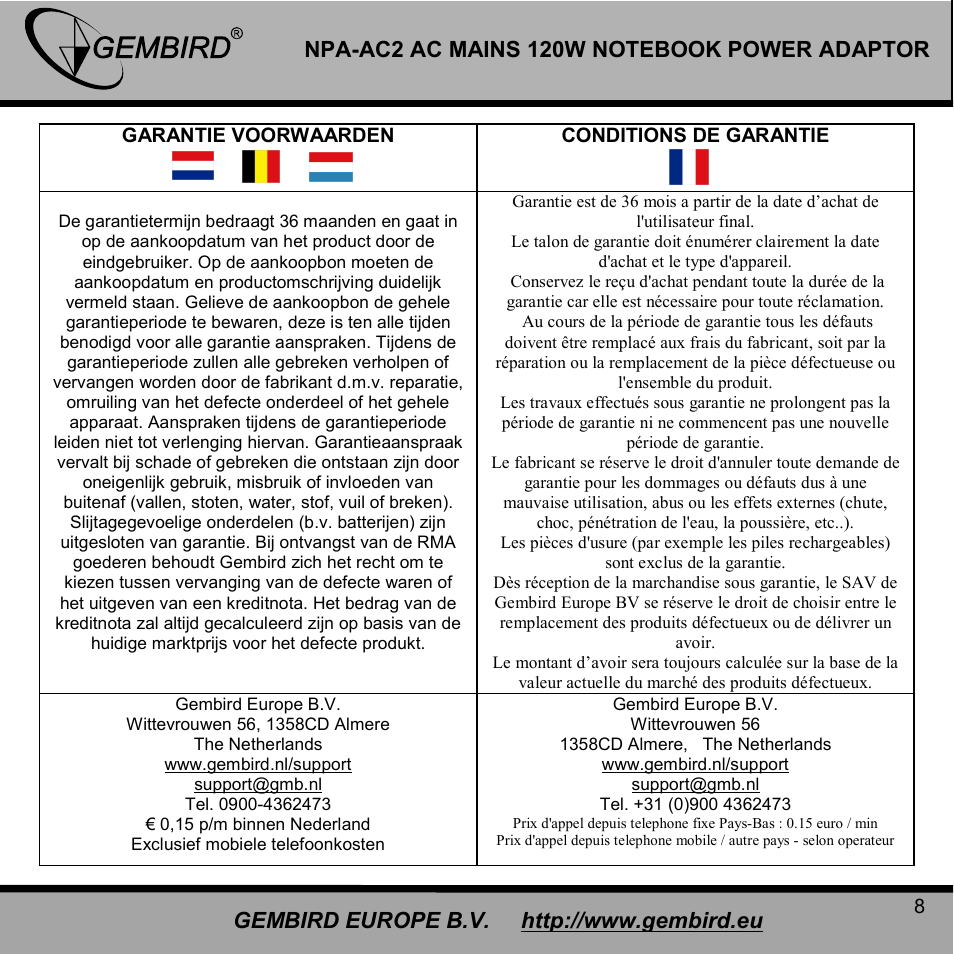 Gembird EPA-AC2 User Manual | Page 8 / 9