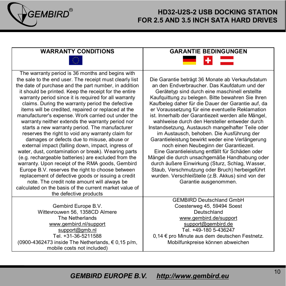 Gembird HD32-U2S-2 User Manual | Page 10 / 12