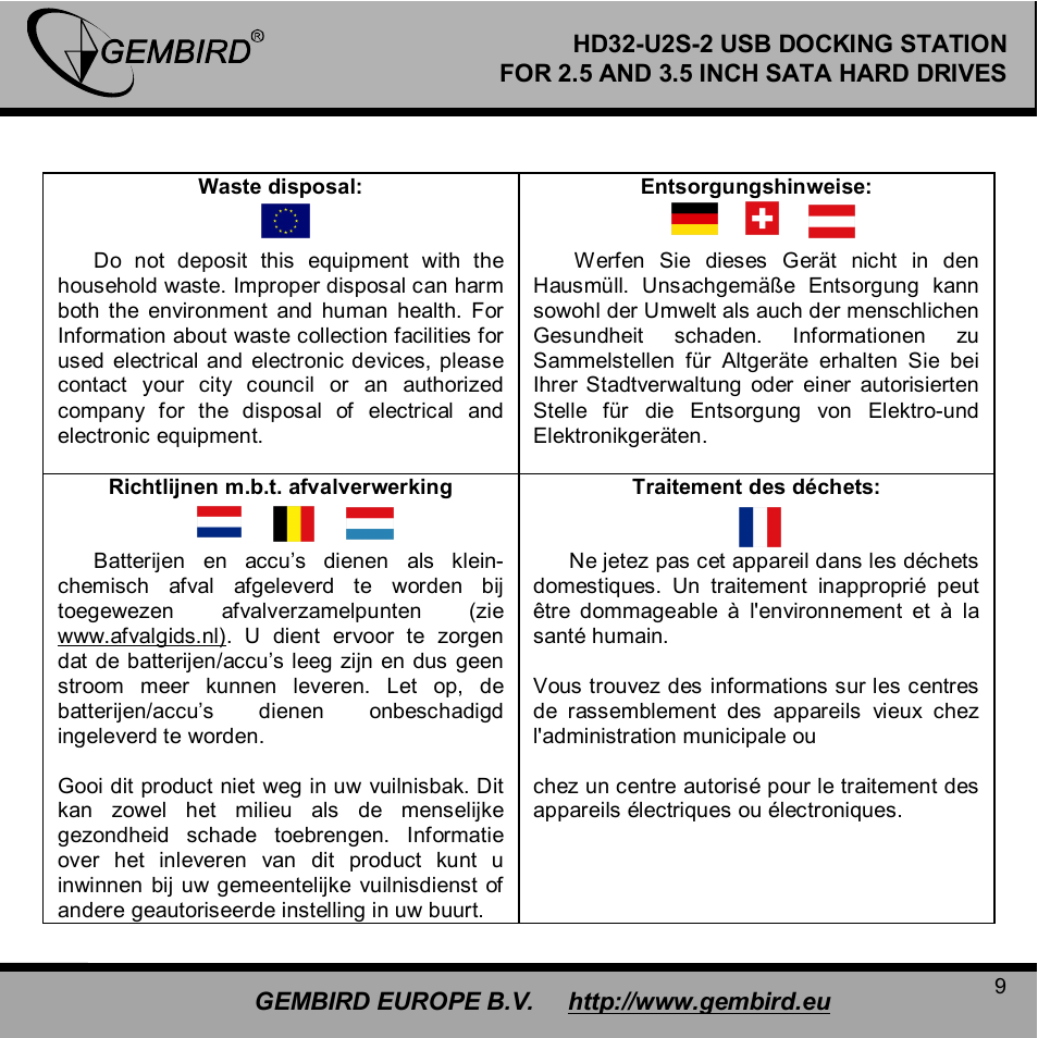 Gembird HD32-U2S-2 User Manual | Page 9 / 12