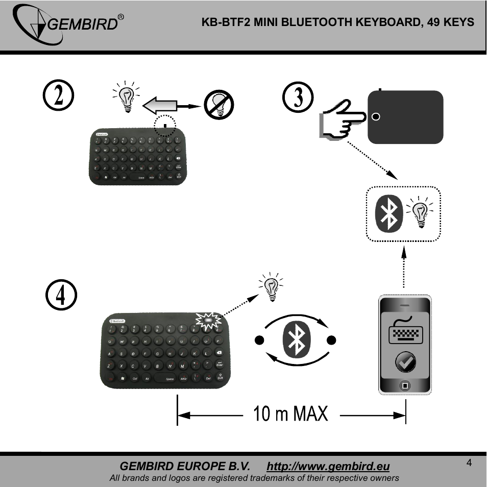 Gembird KB-BTF2 User Manual | Page 4 / 11