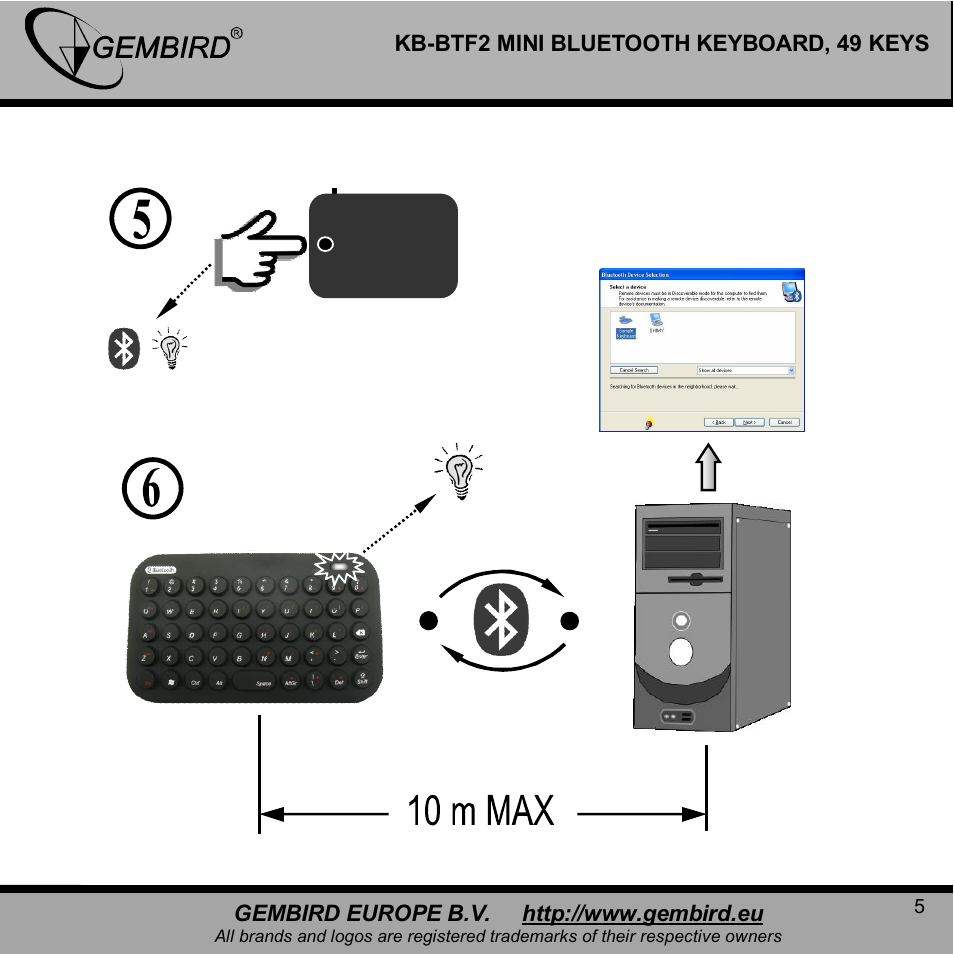 Gembird KB-BTF2 User Manual | Page 5 / 11