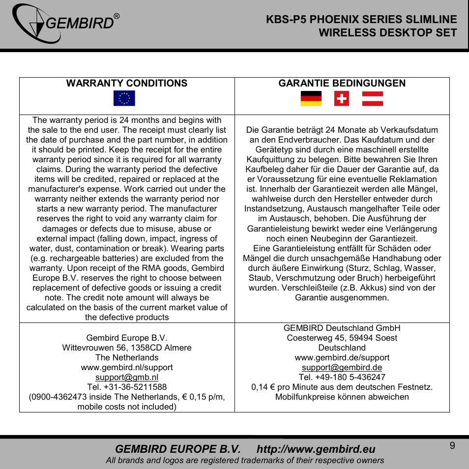 Gembird KBS-P5 User Manual | Page 9 / 11