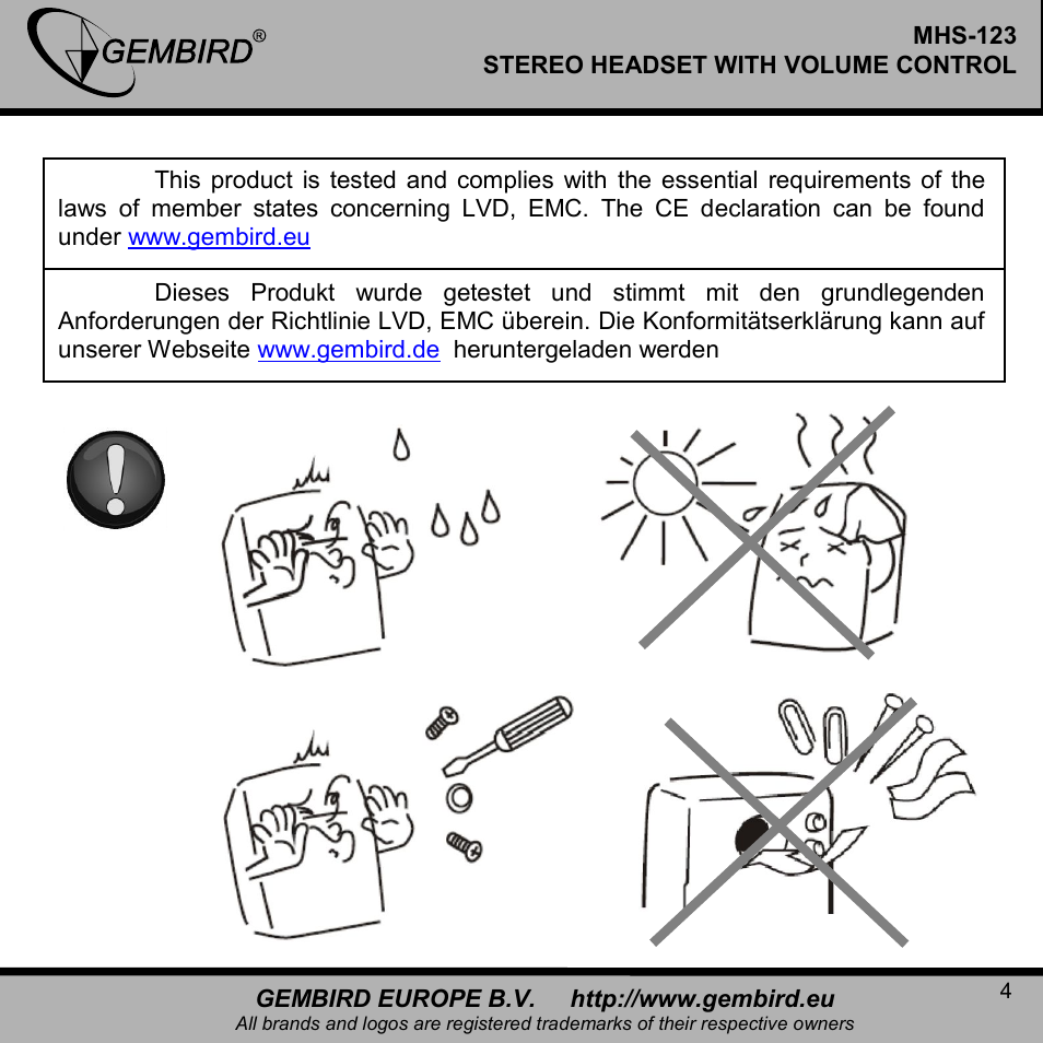 Gembird MHS-123 User Manual | Page 4 / 8