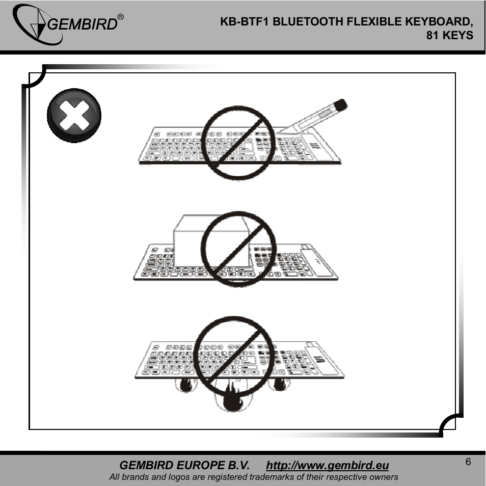 Gembird KB-BTF1 User Manual | Page 6 / 11