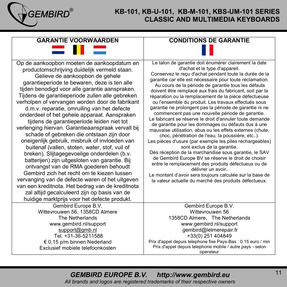 Gembird KBS-UM-101 User Manual | Page 11 / 12