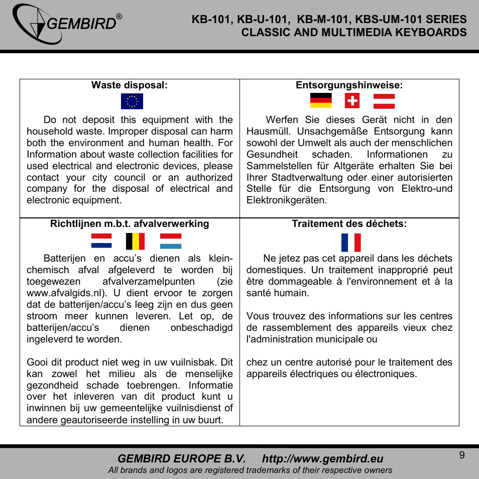 Gembird KBS-UM-101 User Manual | Page 9 / 12