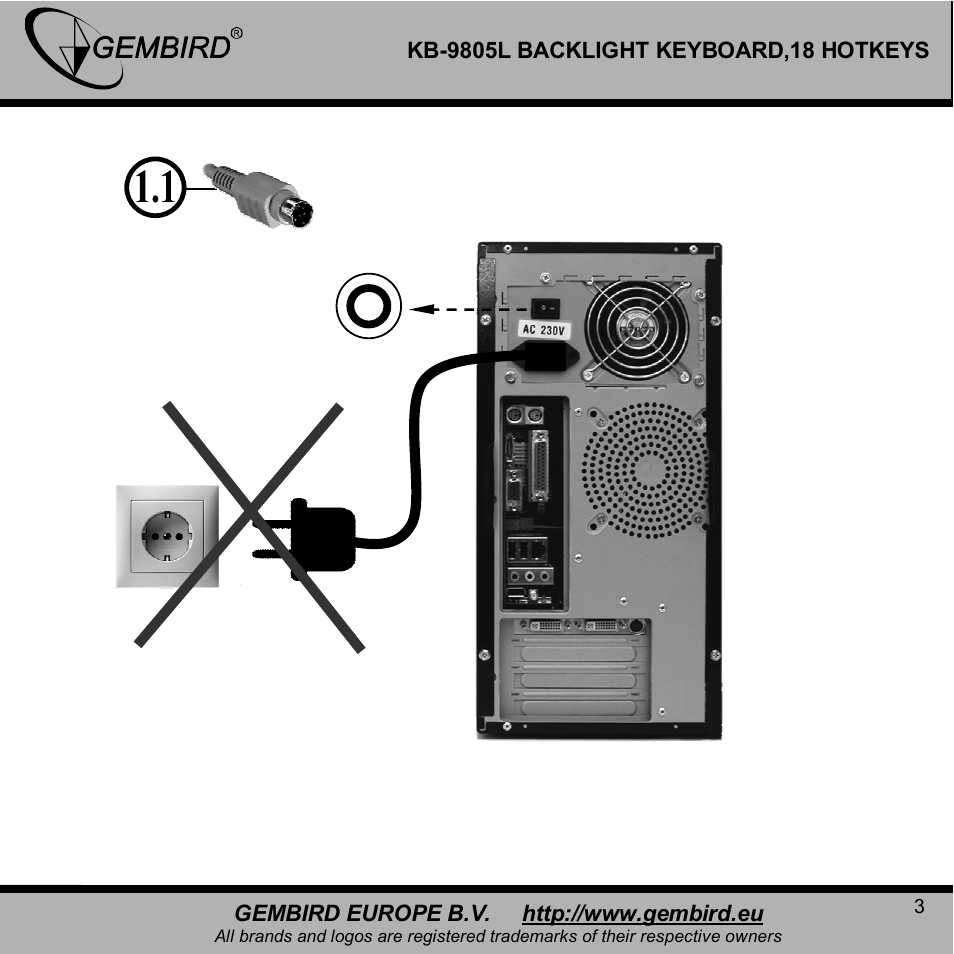Gembird KB-9805LU-R User Manual | Page 3 / 14
