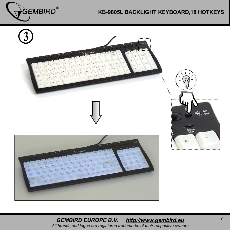 Gembird KB-9805LU-R User Manual | Page 7 / 14