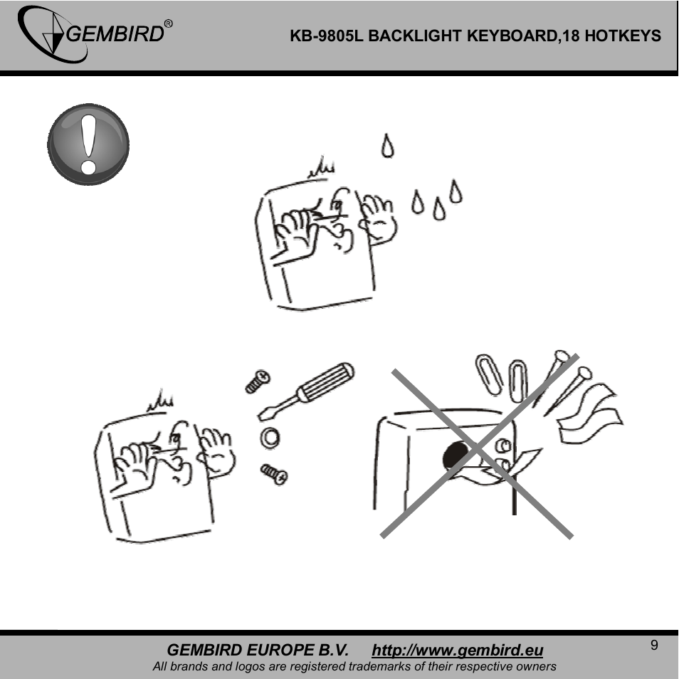 Gembird KB-9805LU-R User Manual | Page 9 / 14