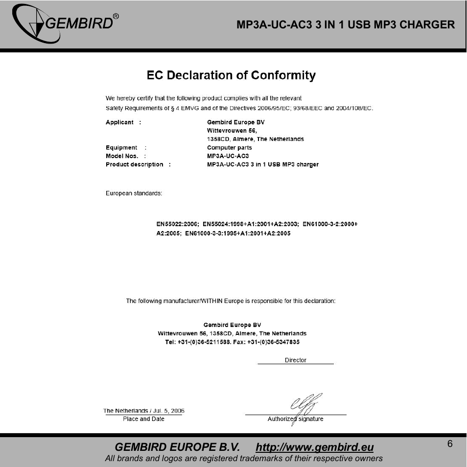 Gembird MP3A-UC-AC3 User Manual | Page 6 / 10