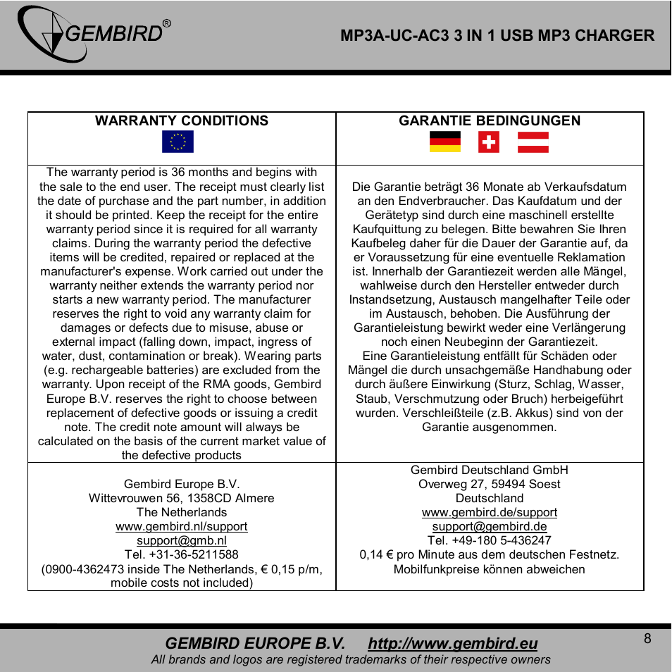 Gembird MP3A-UC-AC3 User Manual | Page 8 / 10