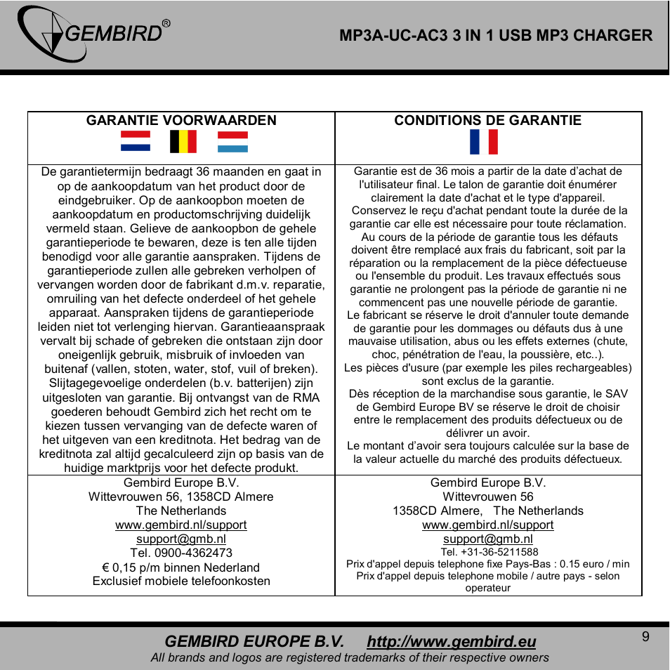 Gembird MP3A-UC-AC3 User Manual | Page 9 / 10