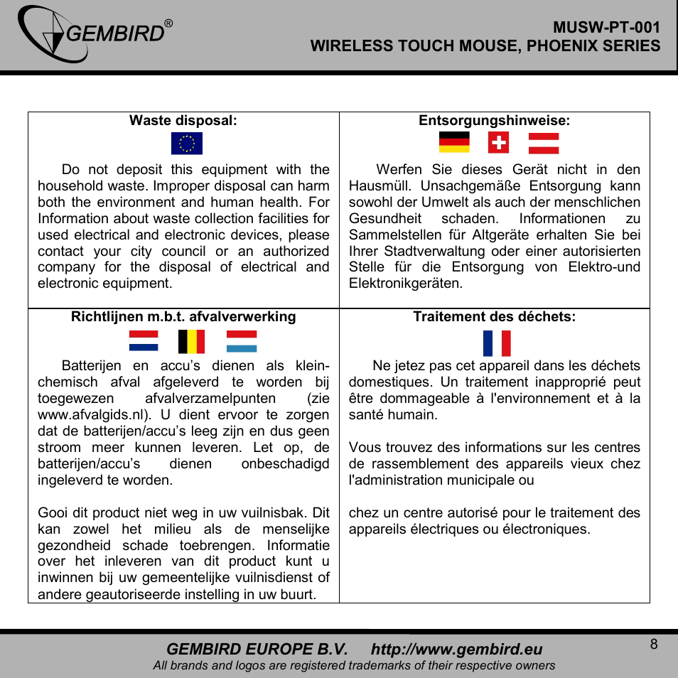 Gembird MUSW-PT-001 User Manual | Page 8 / 12