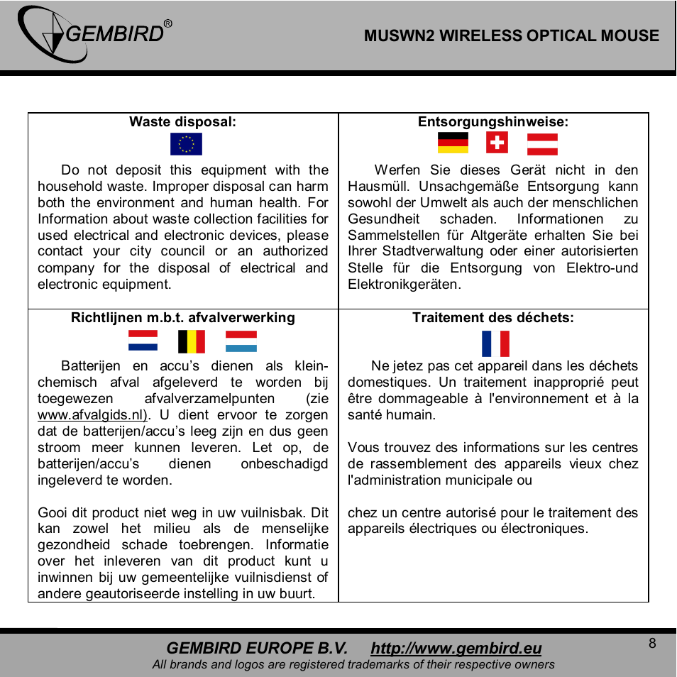 Gembird MUSWN2 User Manual | Page 8 / 11
