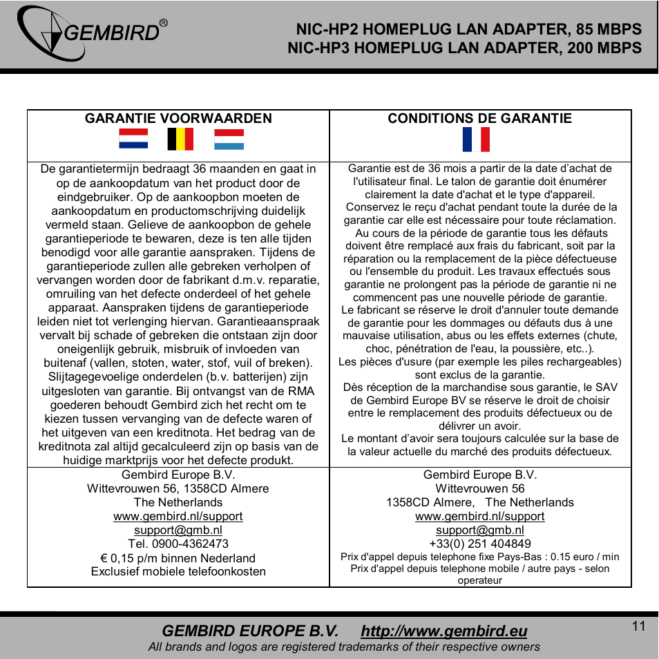 Gembird NIC-HP3 User Manual | Page 11 / 12