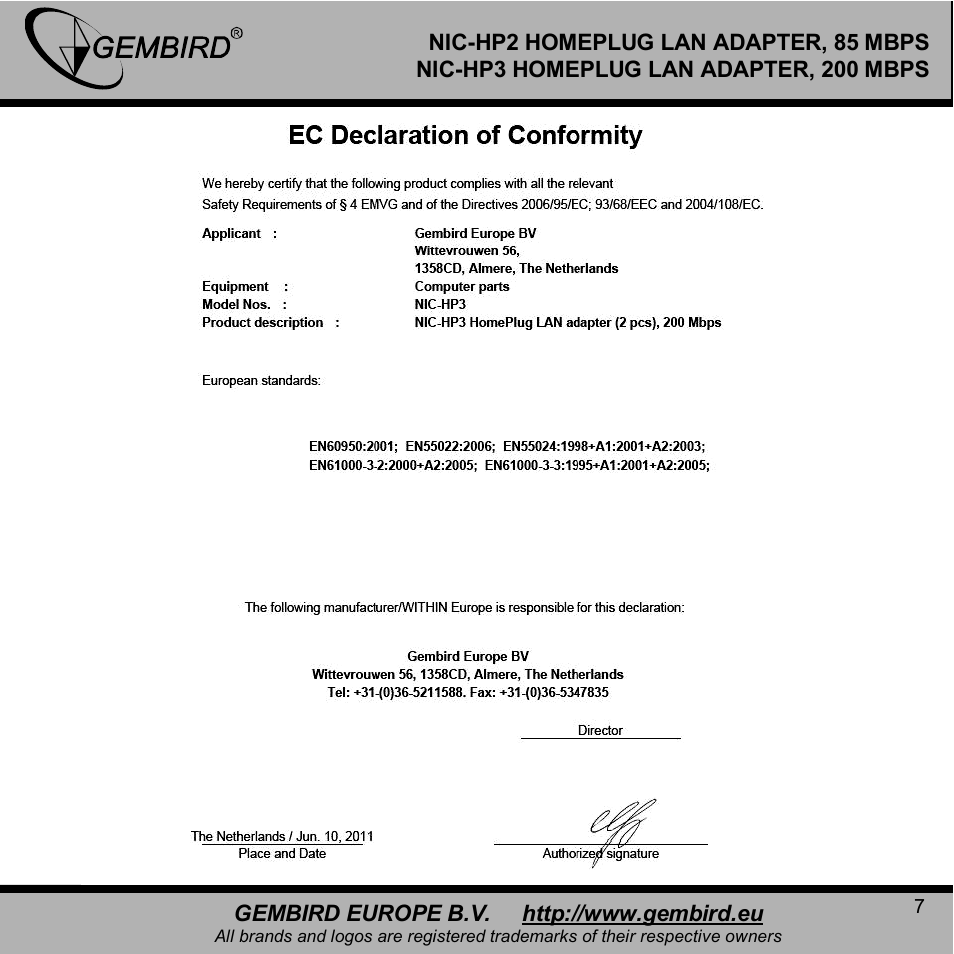 Gembird NIC-HP3 User Manual | Page 7 / 12