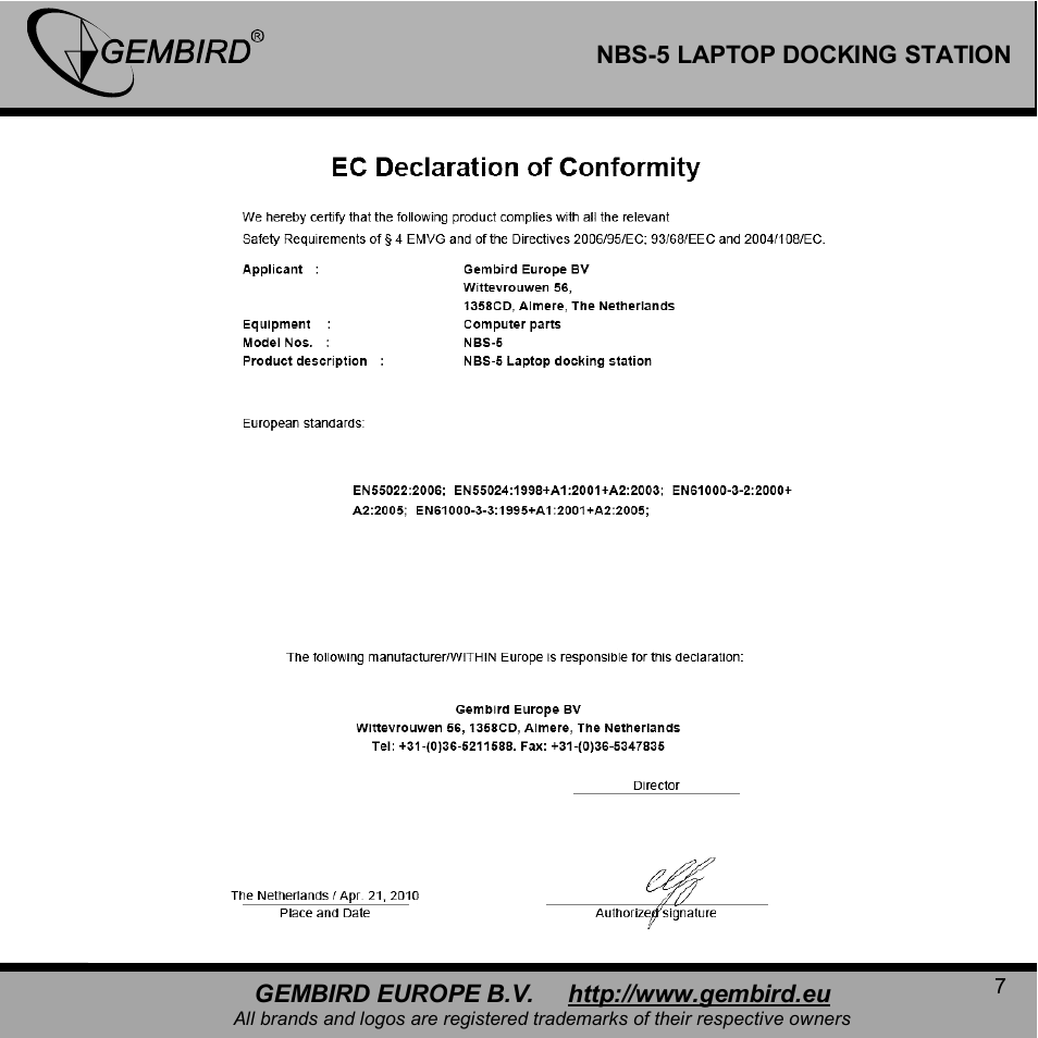 Gembird NBS-5 User Manual | Page 7 / 10