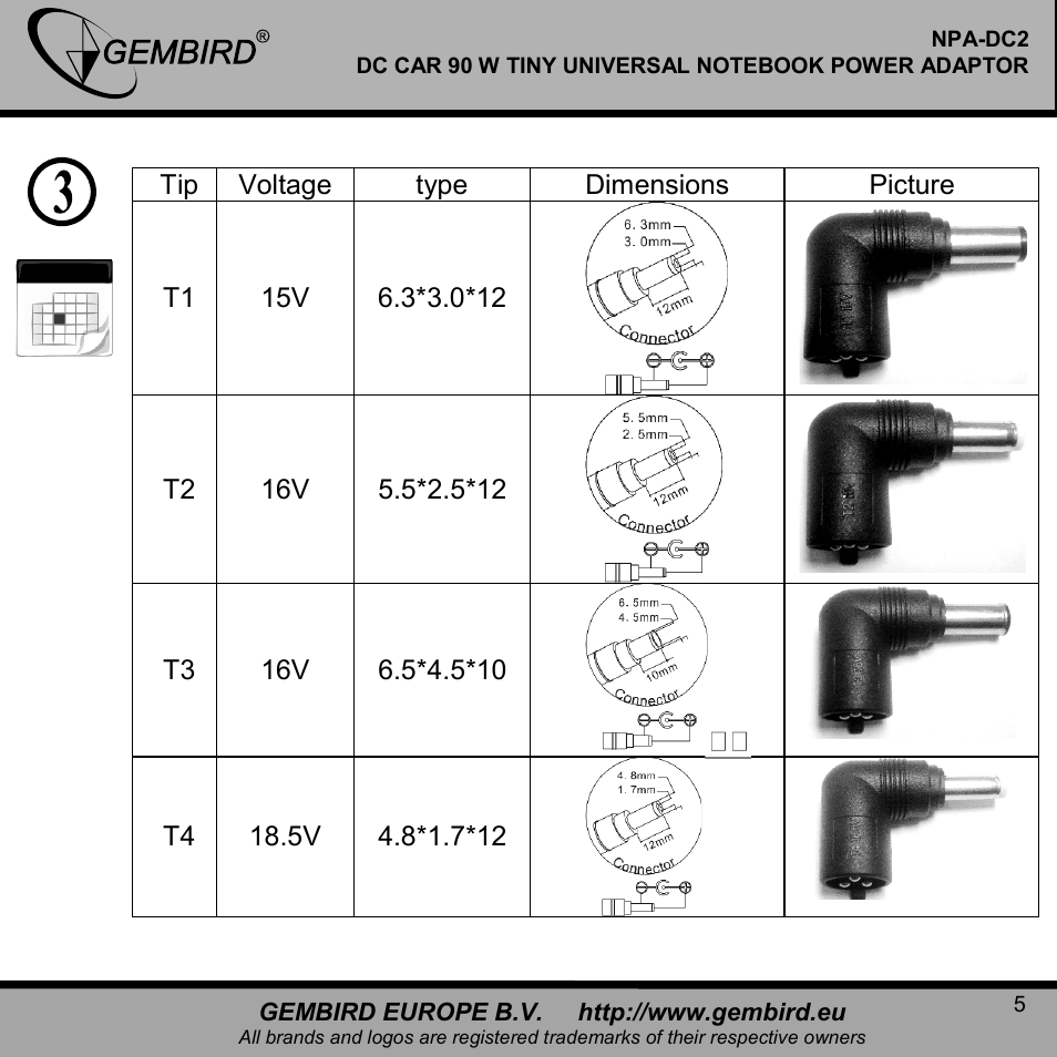 Gembird NPA-DC2 User Manual | Page 5 / 11
