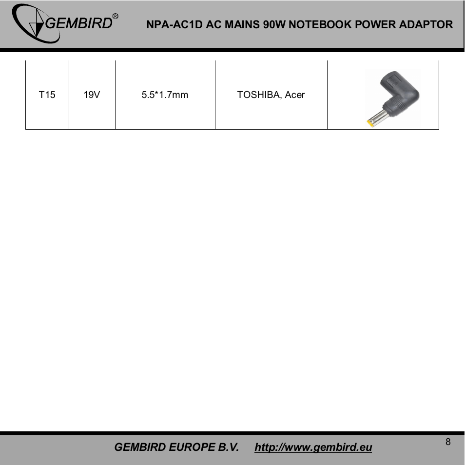 Gembird NPA-AC1D User Manual | Page 8 / 13