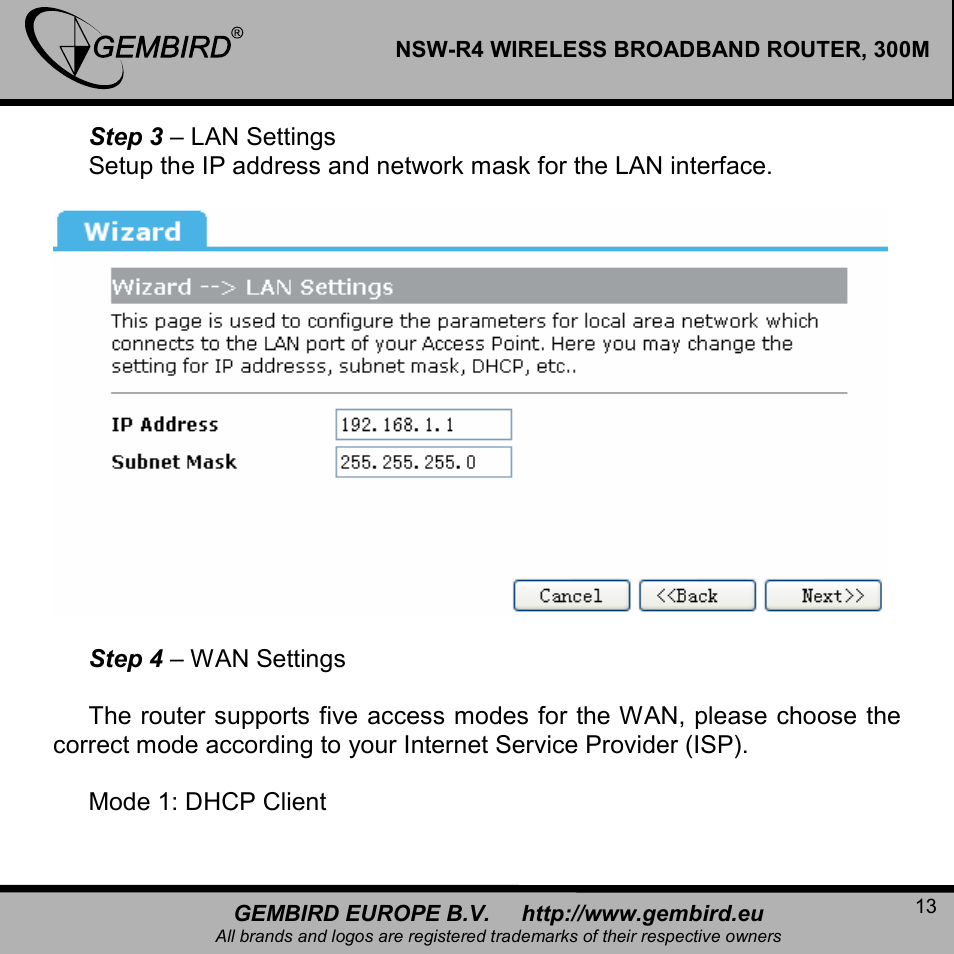 Gembird NSW-R4 User Manual | Page 13 / 49