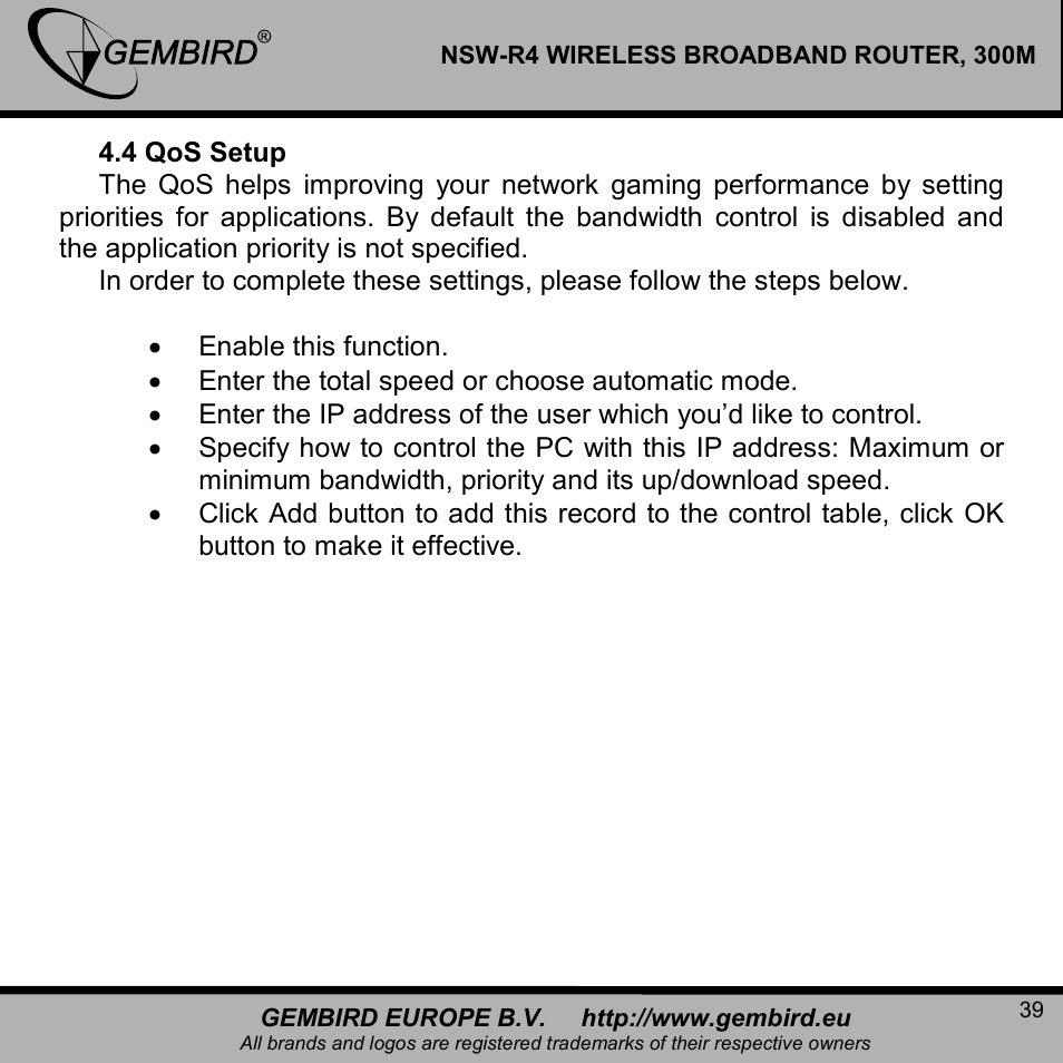 Gembird NSW-R4 User Manual | Page 39 / 49