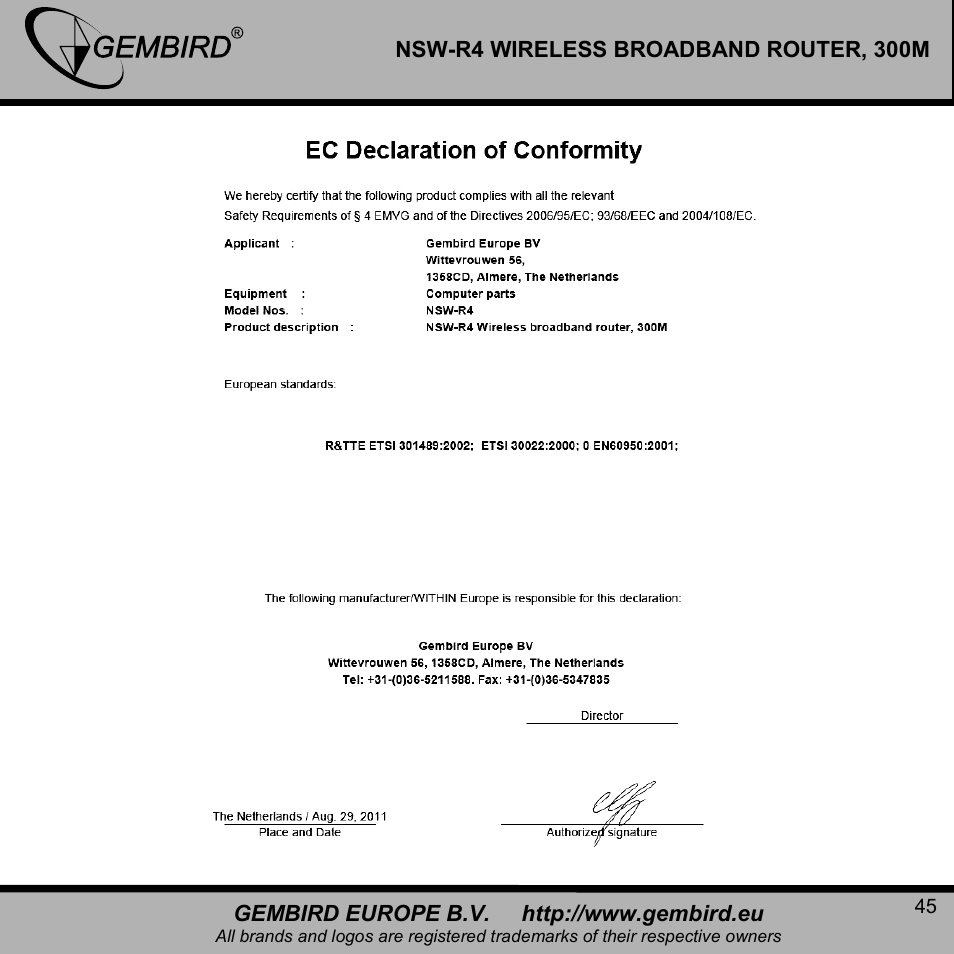 Gembird NSW-R4 User Manual | Page 45 / 49