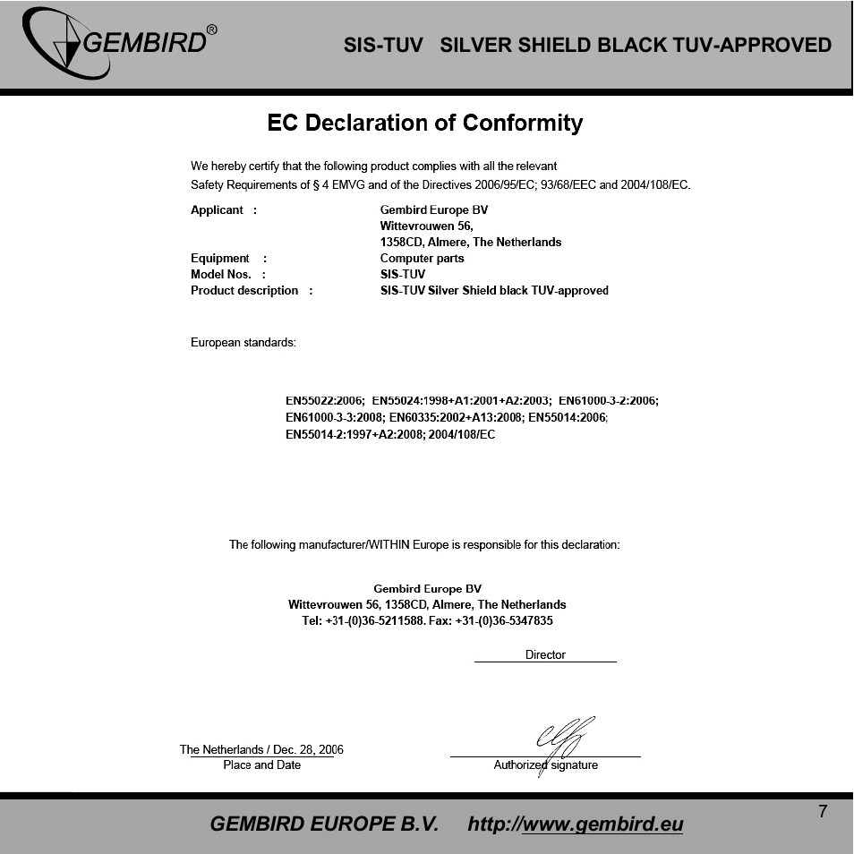 Gembird SIS-TUV User Manual | Page 7 / 10