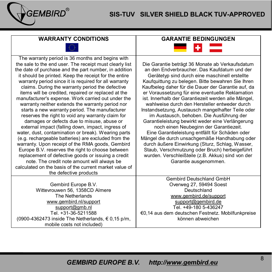 Gembird SIS-TUV User Manual | Page 8 / 10