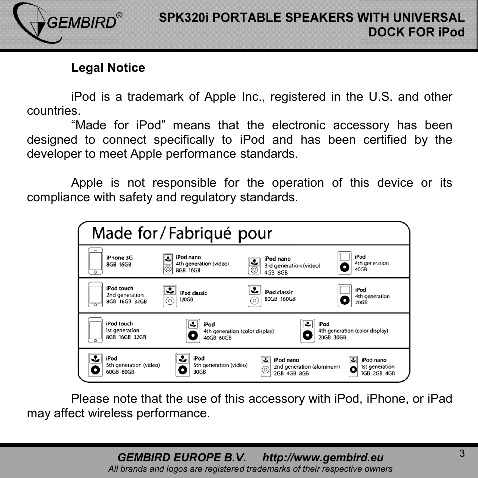 Gembird SPK320i User Manual | Page 3 / 11