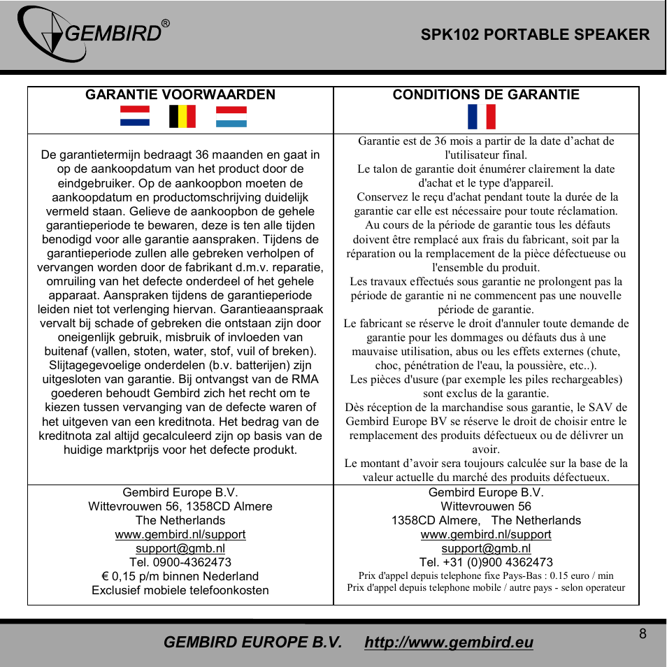 Gembird SPK102 User Manual | Page 8 / 9