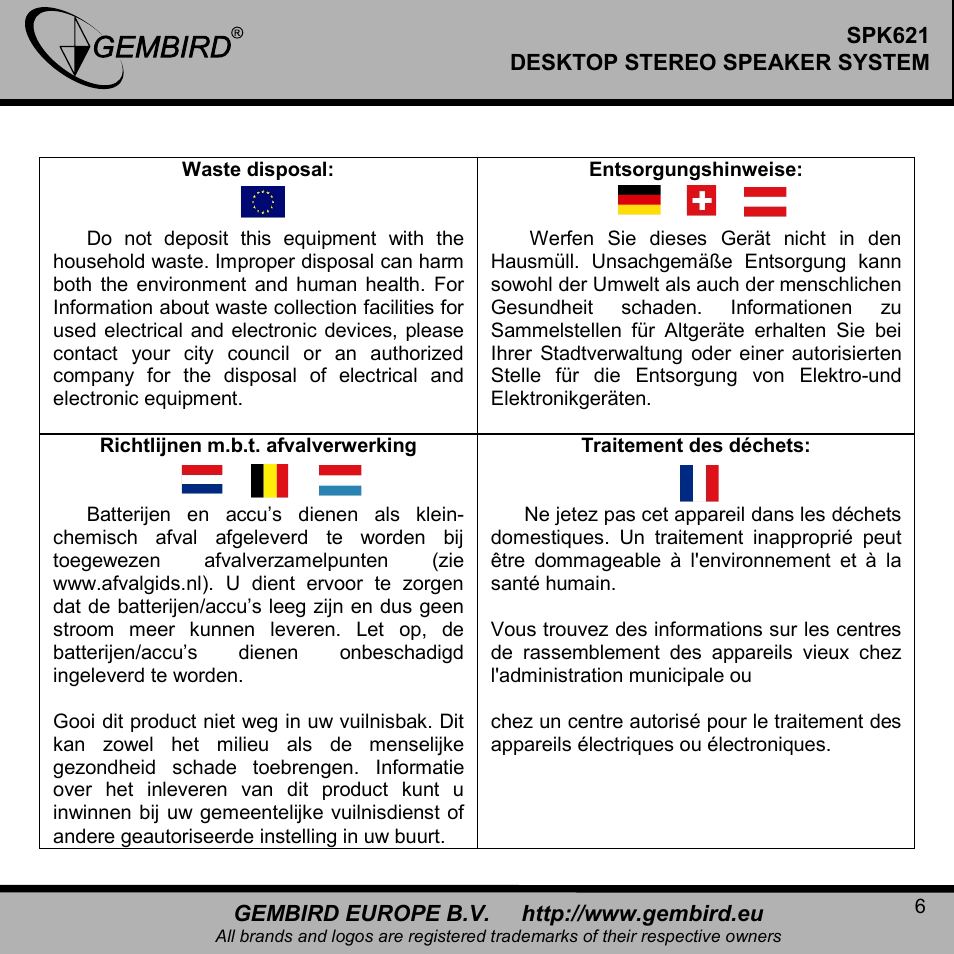 Gembird SPK621 User Manual | Page 6 / 9