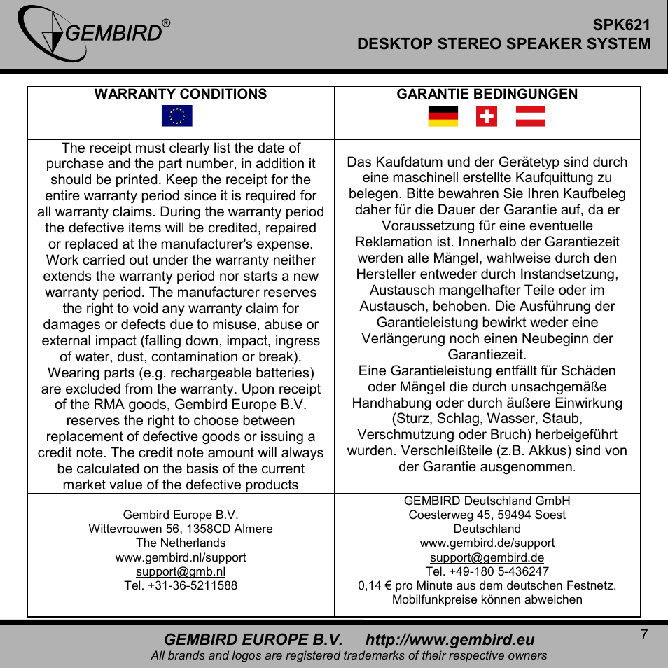 Gembird SPK621 User Manual | Page 7 / 9