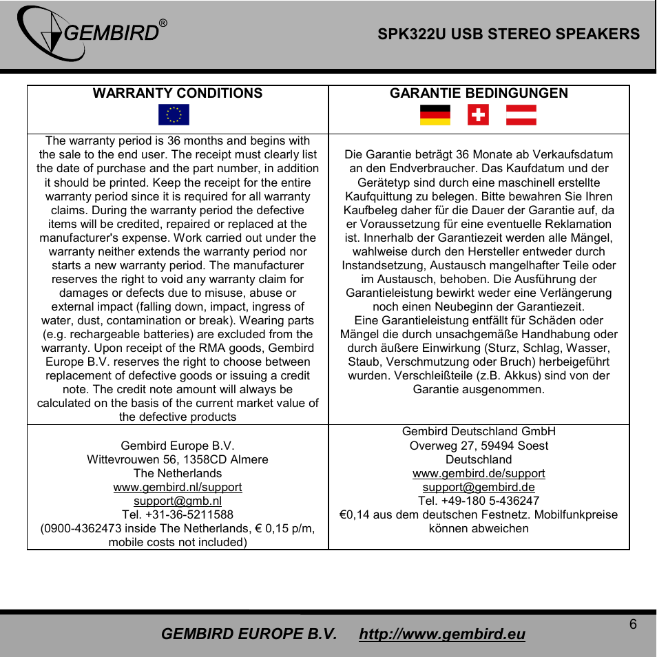 Gembird SPK322U User Manual | Page 6 / 8