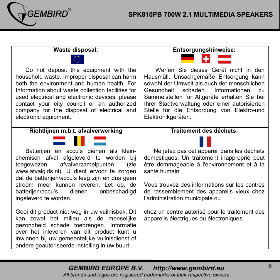 Gembird SPK810PB User Manual | Page 6 / 9