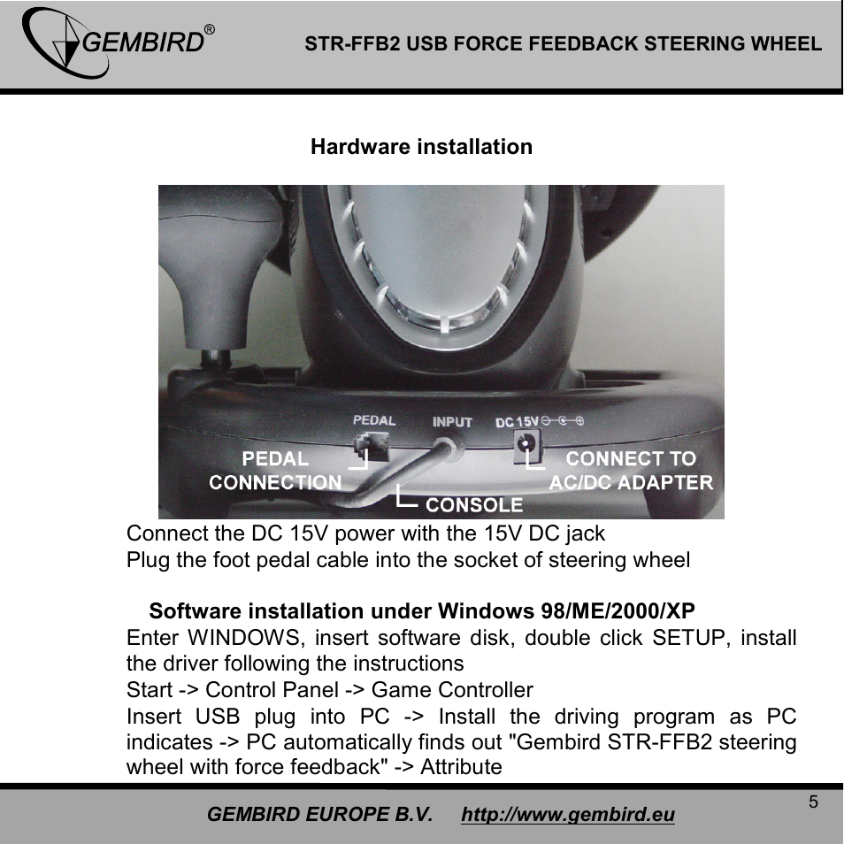 Gembird STR-FFB2 User Manual | Page 5 / 12