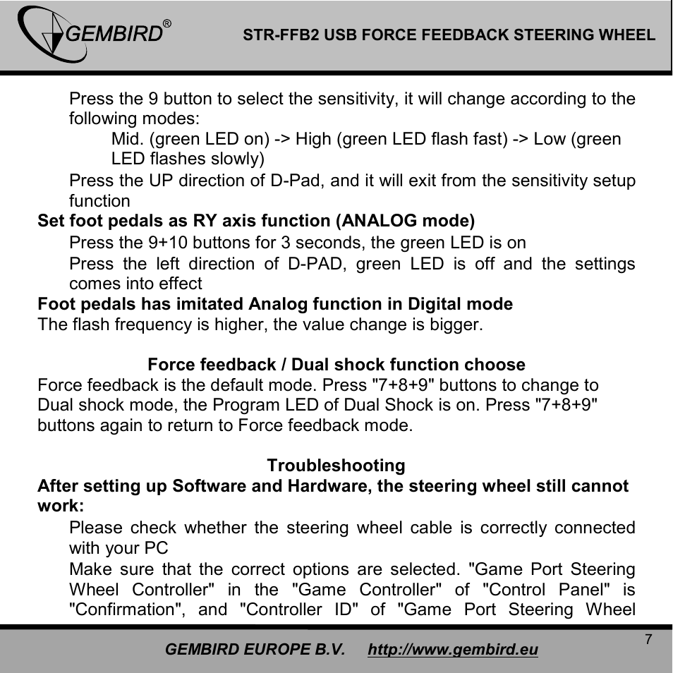 Gembird STR-FFB2 User Manual | Page 7 / 12