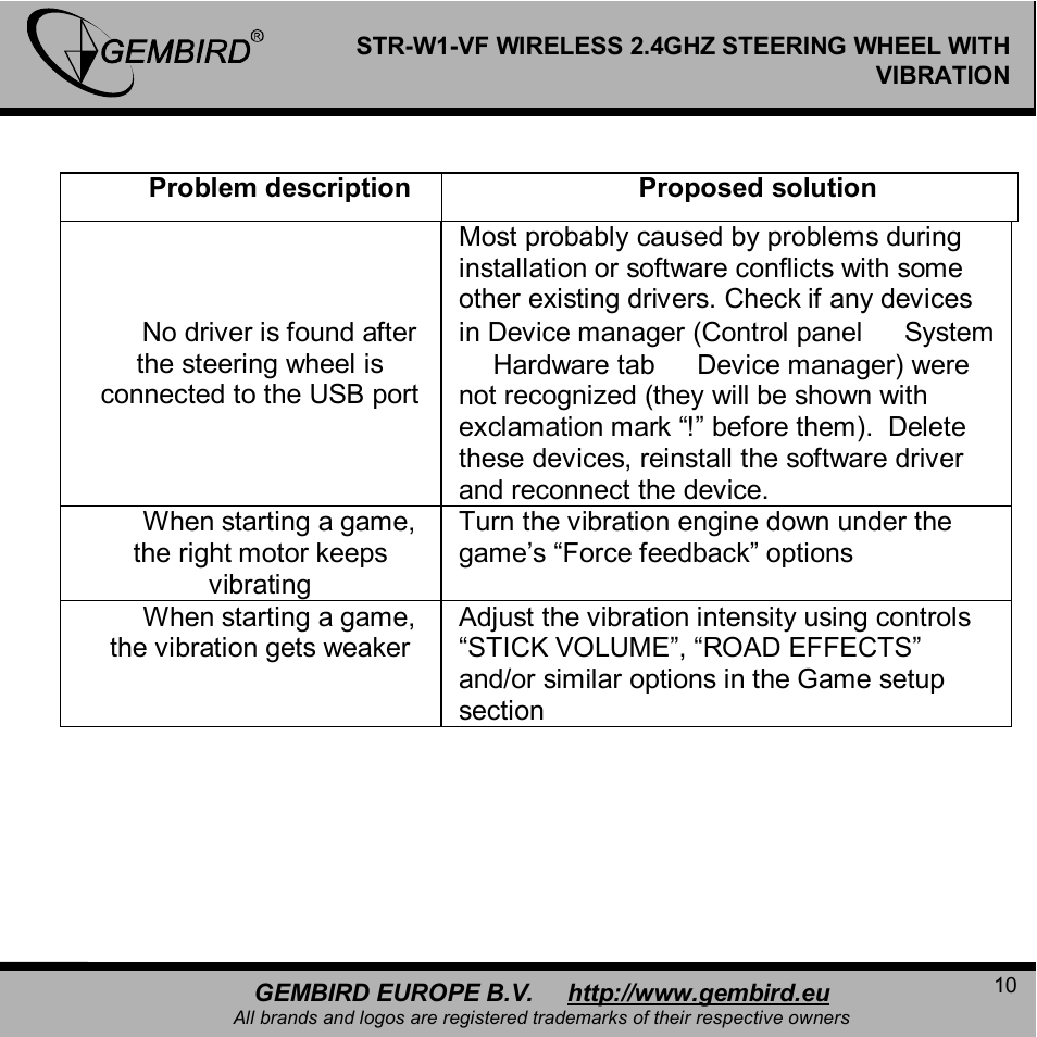 Gembird STR-W1-VF User Manual | Page 10 / 16