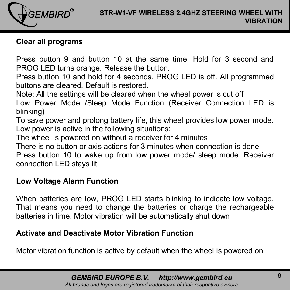 Gembird STR-W1-VF User Manual | Page 8 / 16