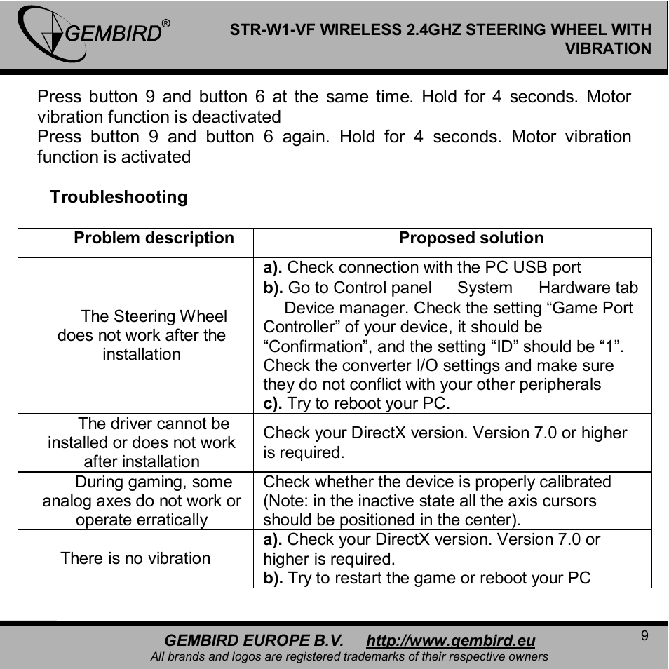 Gembird STR-W1-VF User Manual | Page 9 / 16