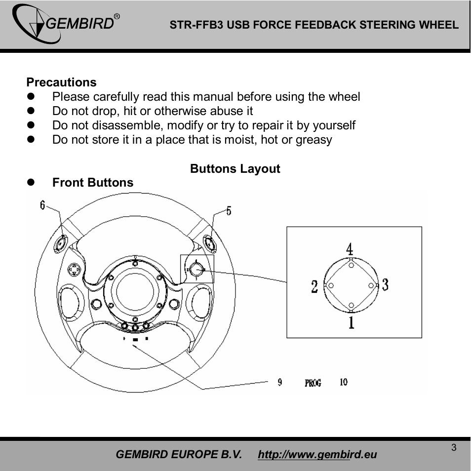 Gembird STR-FFB3 User Manual | Page 3 / 13