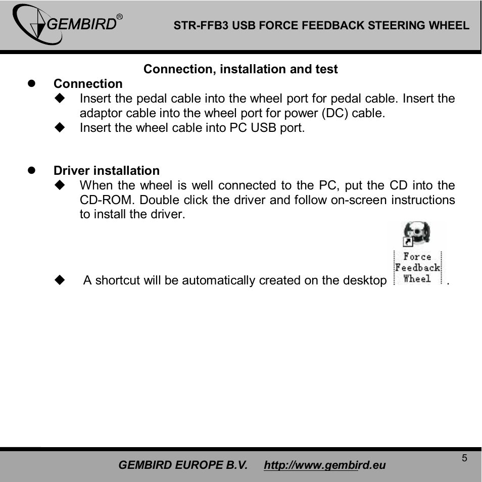 Gembird STR-FFB3 User Manual | Page 5 / 13