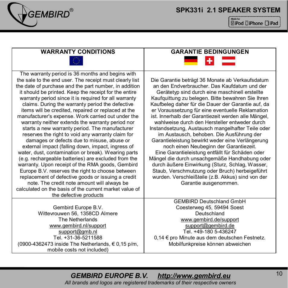 Gembird SPK331i User Manual | Page 10 / 12