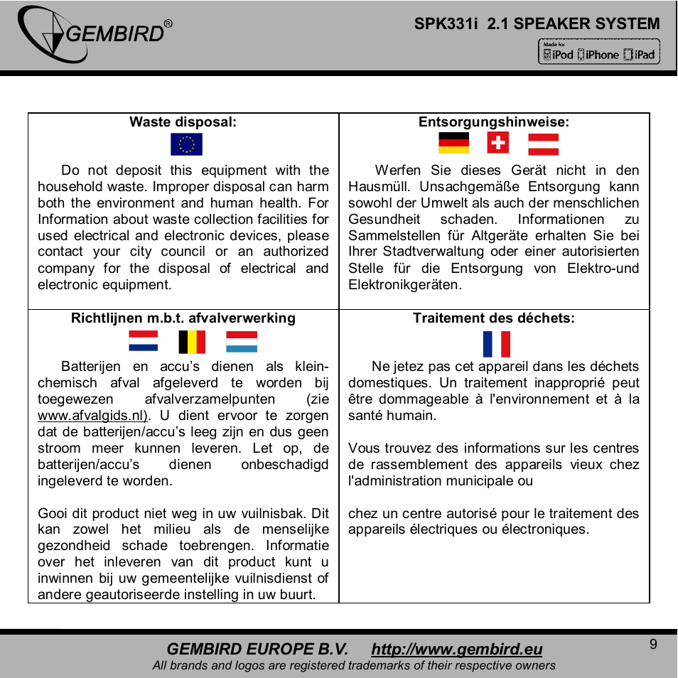Gembird SPK331i User Manual | Page 9 / 12