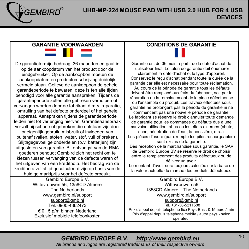 Gembird UHB-MP-224 User Manual | Page 10 / 11