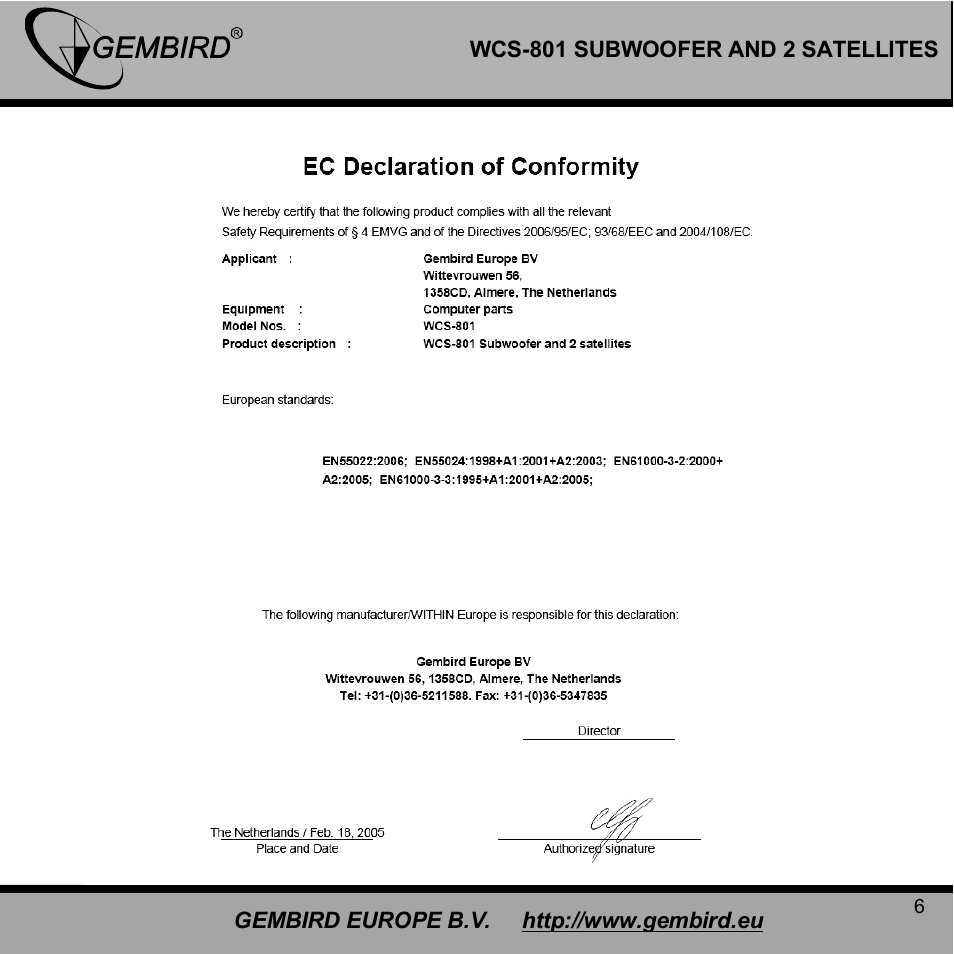 Gembird WCS-801 User Manual | Page 6 / 9