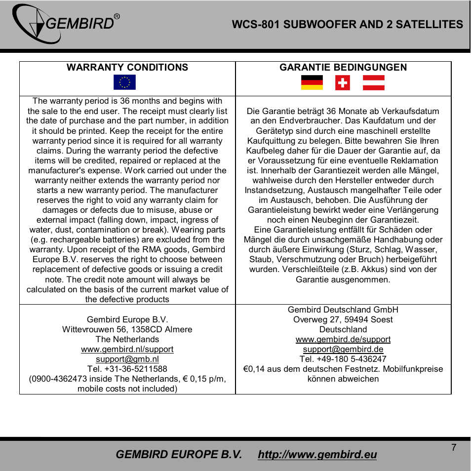 Gembird WCS-801 User Manual | Page 7 / 9