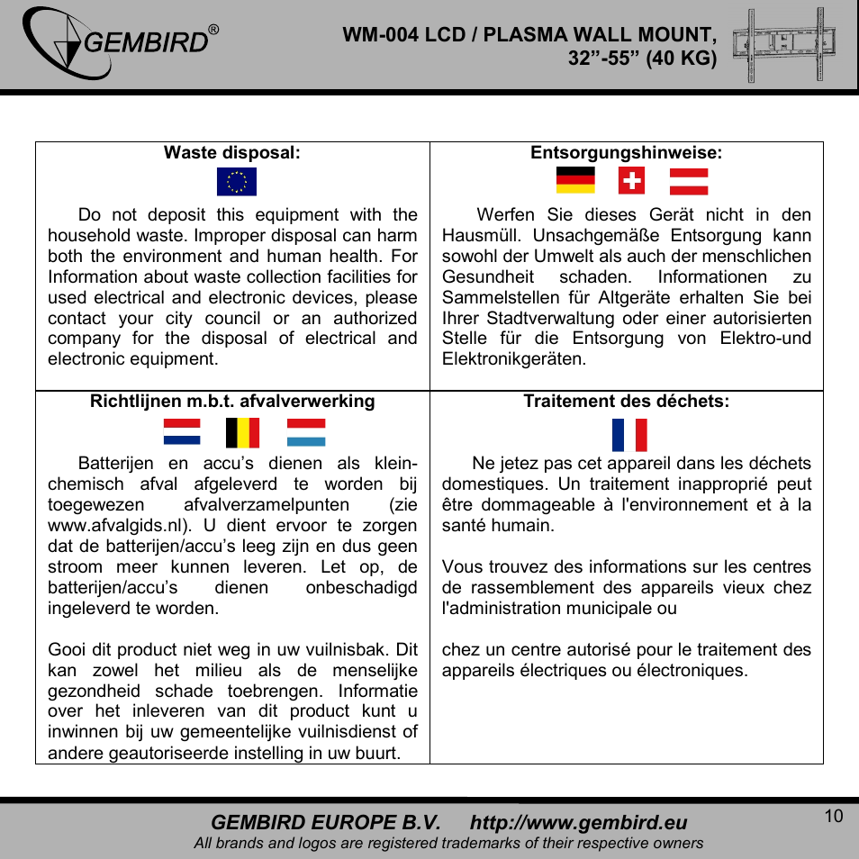 Gembird WM-004 User Manual | Page 10 / 13