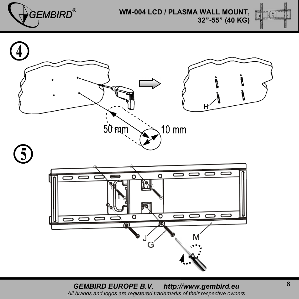 Gembird WM-004 User Manual | Page 6 / 13